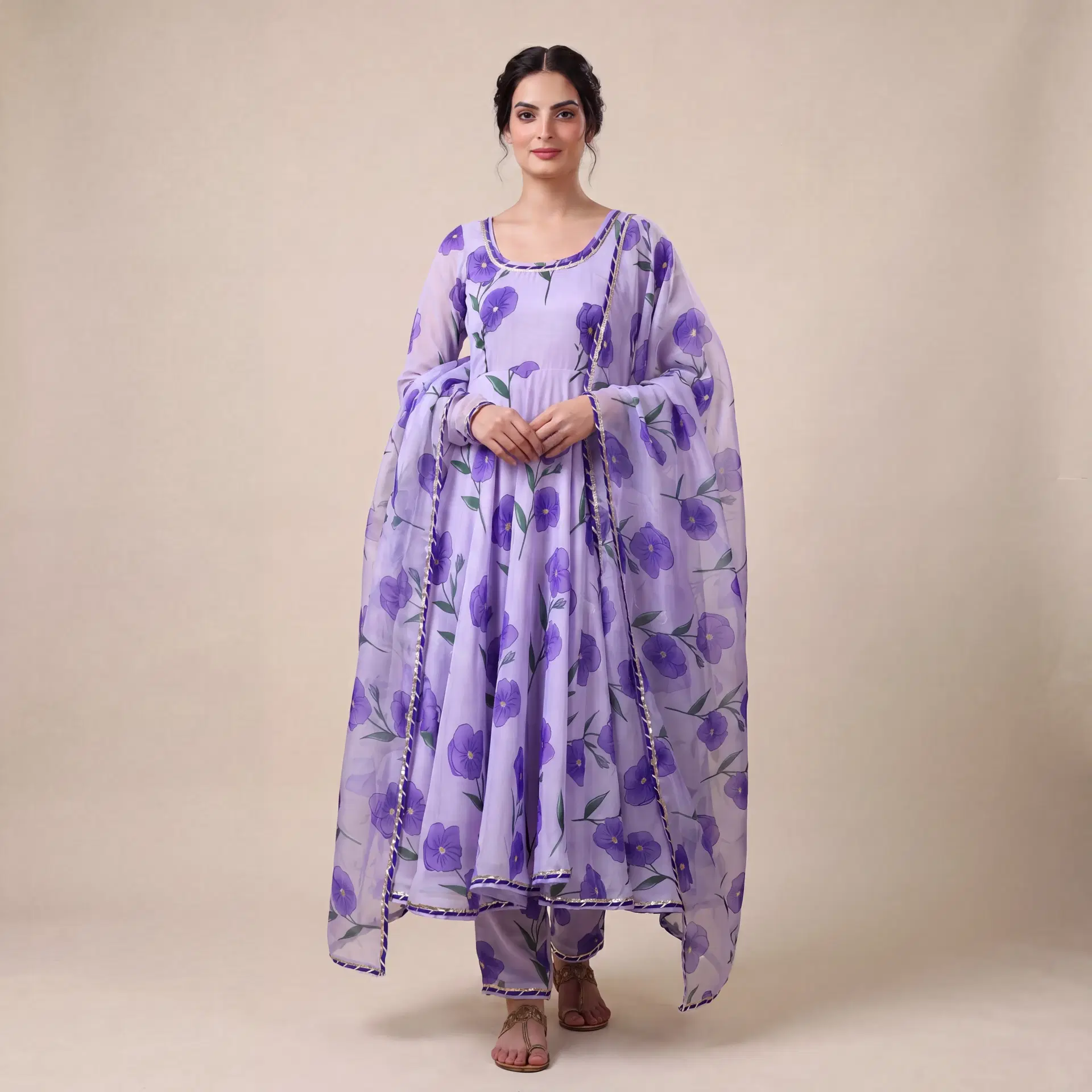 Jamuni Bahar Muslin Anarkali Set image 1